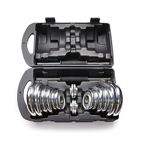 Набор гантелей хромированных AMETIST в чемодане 20 кг