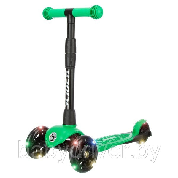 Складной самокат трехколесный Slider Stile1LG (зеленый) колеса со светом