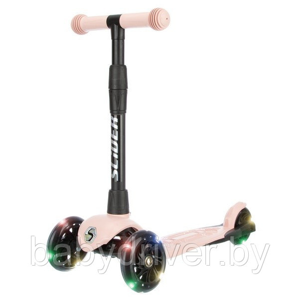 Складной самокат трехколесный Slider Stile1LP (розовая пудра) колеса со светом
