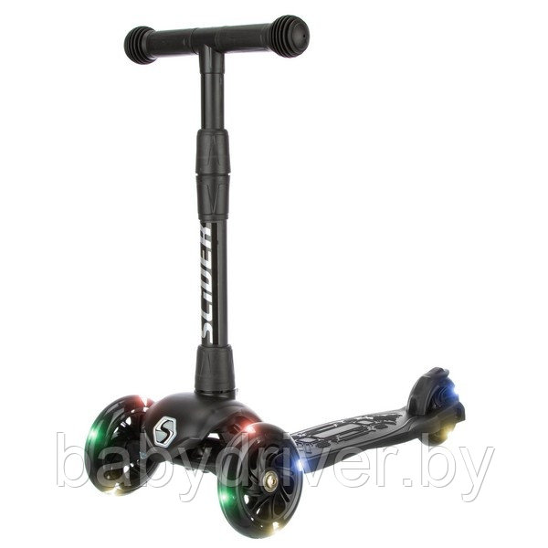 Складной самокат трехколесный Slider Stile1BK (черный) колеса со светом