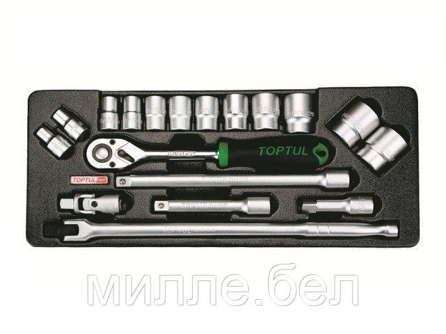 Набор-сет головок 1/2" 18предм. 6гр. 434х176мм TOPTUL