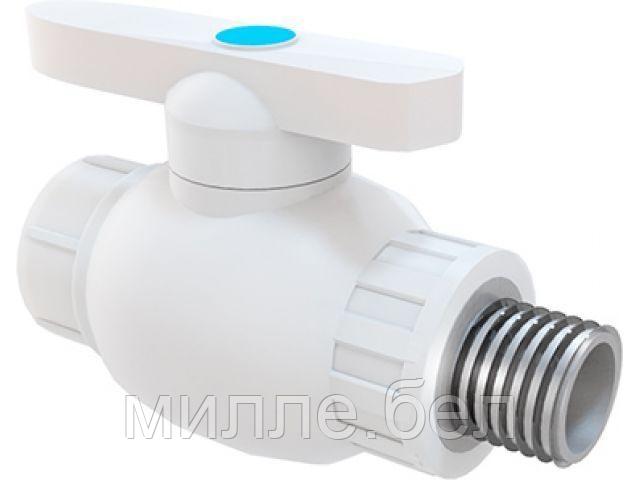 Кран шар. ПП 20х1/2" нар. бел. РТП (РосТурПласт)