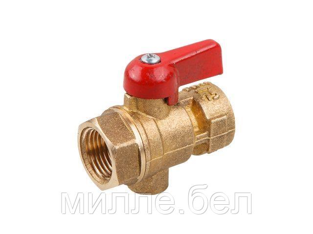 Кран шаровый 1/2" под манометр, PN1,6 МПа, 11Б27п11, ручка-флажок, Цветлит (ZW10024)