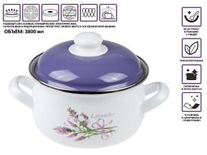 Кастрюля стальная эмалированная, 3.8 л, серия Лаванда, PERFECTO LINEA (подходит для всех типов плит, включая