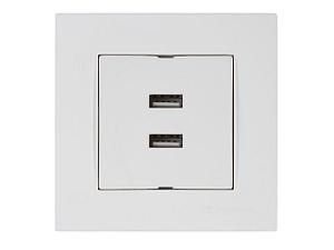Розетка компьютерная 2хUSB (скрытая, горизонт.) белая, RITA, MUTLUSAN (2xUSB charge, 5V-1.0A)