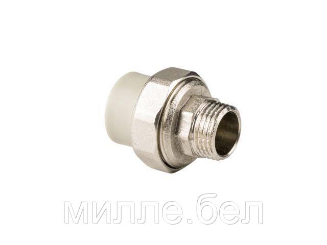 Американка ПП нар. 20х3/4", сер. РТП (Соединение разборное наружная резьба полипропиленовое) (РосТурПласт)