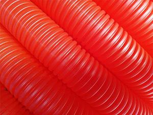 Трубка защитная гофрированная 35/43мм бухта 50м красная (для 32 трубы) (Пешель для 32 трубы) (AV Engineering)