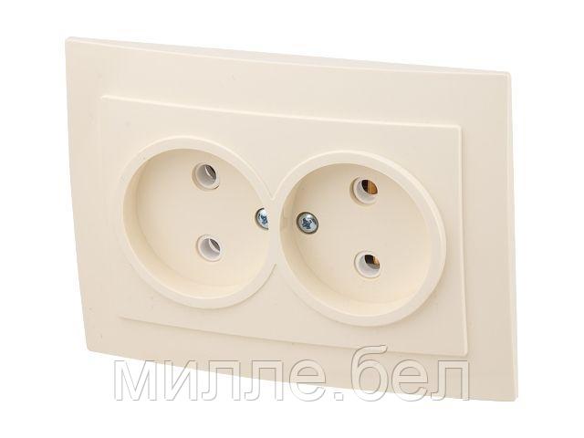 Розетка 2-ая (скрытая, б/з) бежевая, Стандарт, Юпитер (RS 16-237-БЖ) (ЮПИТЕР)
