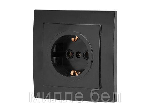 Розетка 1-ая (скрытая, с/з) черная, Стандарт, Юпитер (RS 16-133 Ч) (ЮПИТЕР)