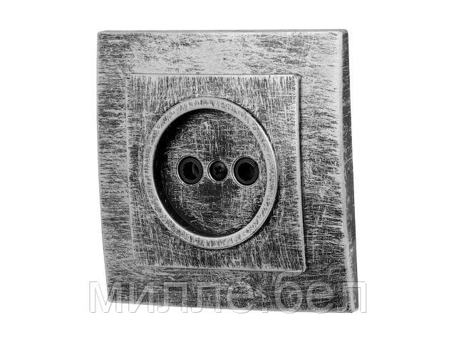 Розетка 1-ая (скрытая, б/з) серебро, Стандарт, Юпитер (RS 16-131 ЧС) (ЮПИТЕР)