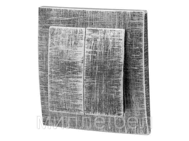 Выключатель 2 клав. (cкрытый, 6А) серебро, Стандарт, Юпитер (VS 56-232 ЧС) (ЮПИТЕР)