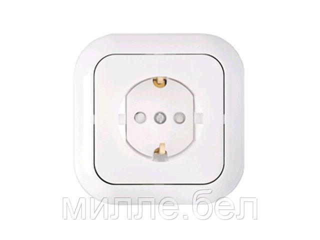 Розетка 1-ая (скрытая, с/з, со шторками) белая, Гармония, Bylectrica