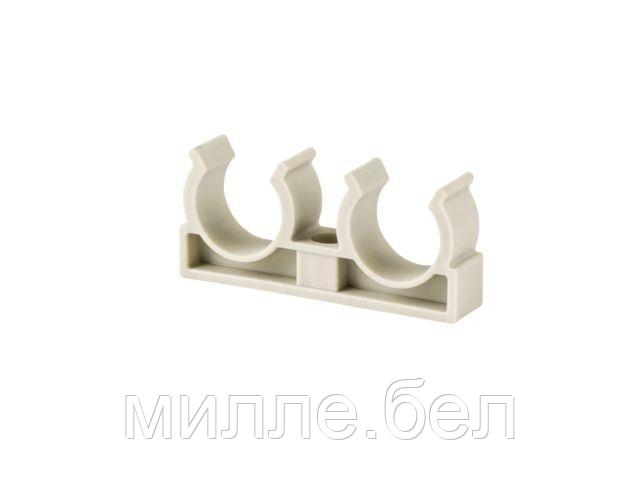 Клипса (опора) для труб ПП двойная d25, сер. РТП (РосТурПласт)