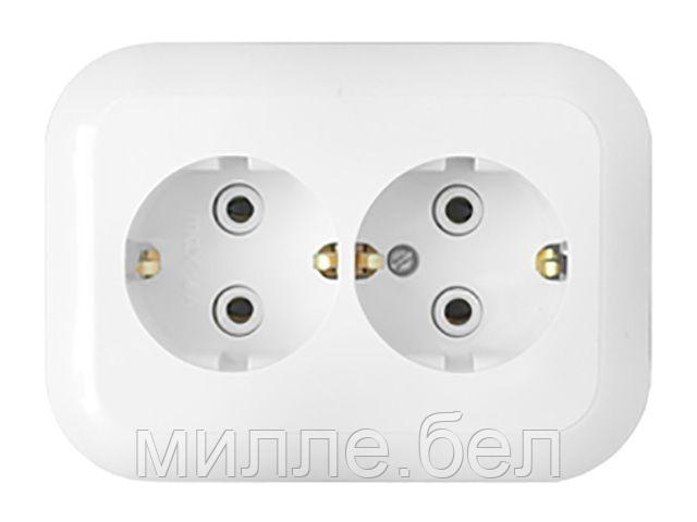 Розетка 2-ая (скрытая, с/з) белая, Гармония, Bylectrica