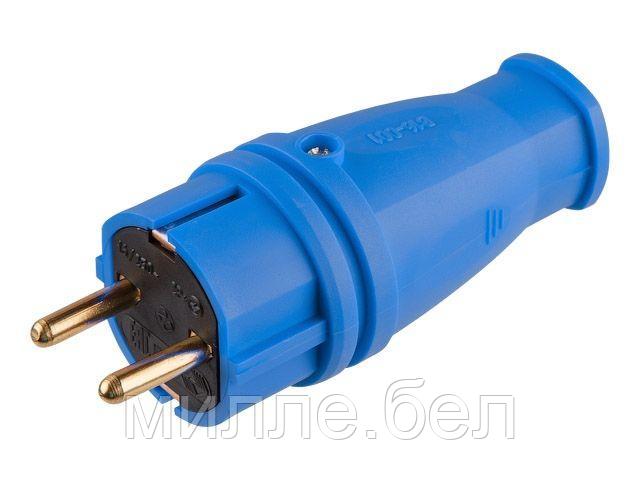 Вилка (с/з, 16А, 250В) каучук, синяя Юпитер (В16-001) (ЮПИТЕР)