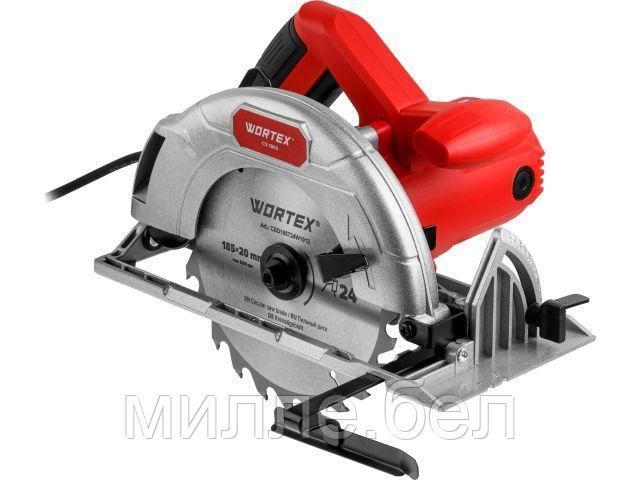 Циркулярная пила WORTEX CS 1865 в кор. 1400 Вт, 185 мм, пропил до 65 мм, алюм. подошва (1400 Вт, 185х20 мм