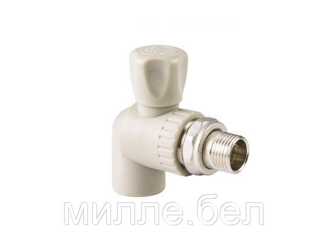 Кран шар. ПП для радиатора 25х3/4" угл., сер. РТП (РосТурПласт)