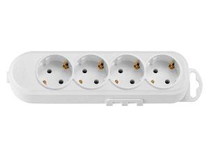 Розетка 4-ая переносная (с/з, 16А, 250В) белая, BYLECTRICA (с креплениемк стене)