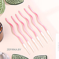 Свечи в торт витые "Серпантин", 6шт, 12см коктейльные  РОЗОВЫЕ