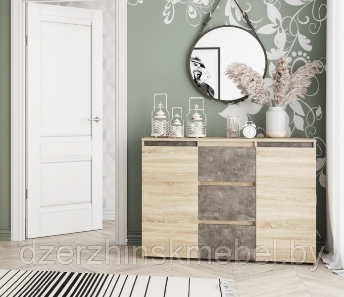 Комод Милано-3 дуб сонома светлый/ателье темное