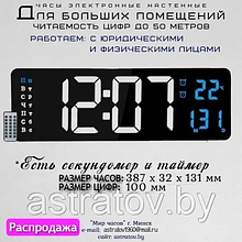 Большие настенные часы Время Календарь День недели Температура Таймер Секундомер Пульт управления