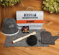 Набор для бани в портфеле ГлавБаня Для выживания в бане (шапка, рукавица, коврик, веник, масла, мочалка)