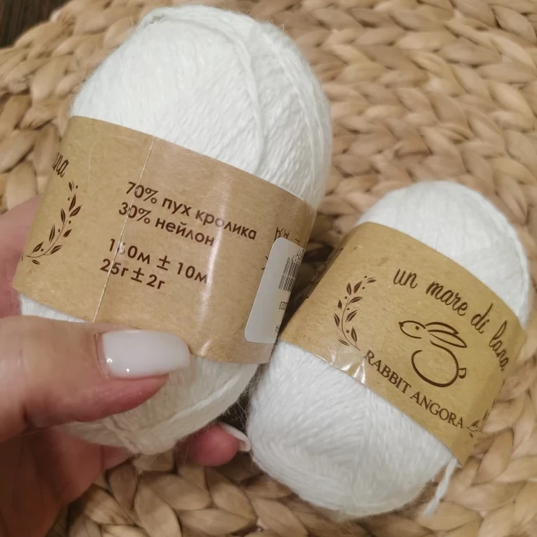 Пряжа Wool Sea Rabbit Angora 70% пух ангорского кролика, 30% нейлон 25г 160 м цвет белый 01