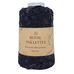 Королевские пайетки Wool Sea Royal Paillettes 100г 230м черный с глянцевыми черными пайетками 02