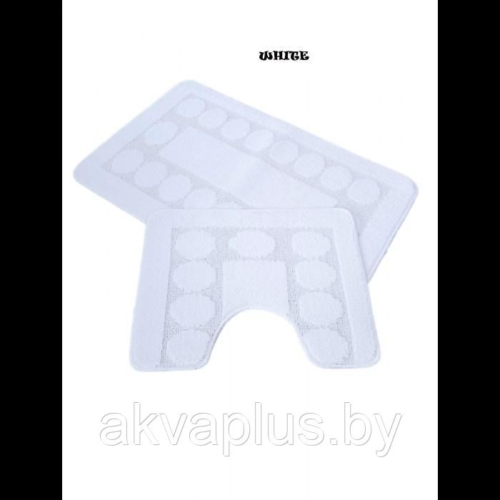 Коврик для ванной средний ворс 60х100 см 2 предмета белый