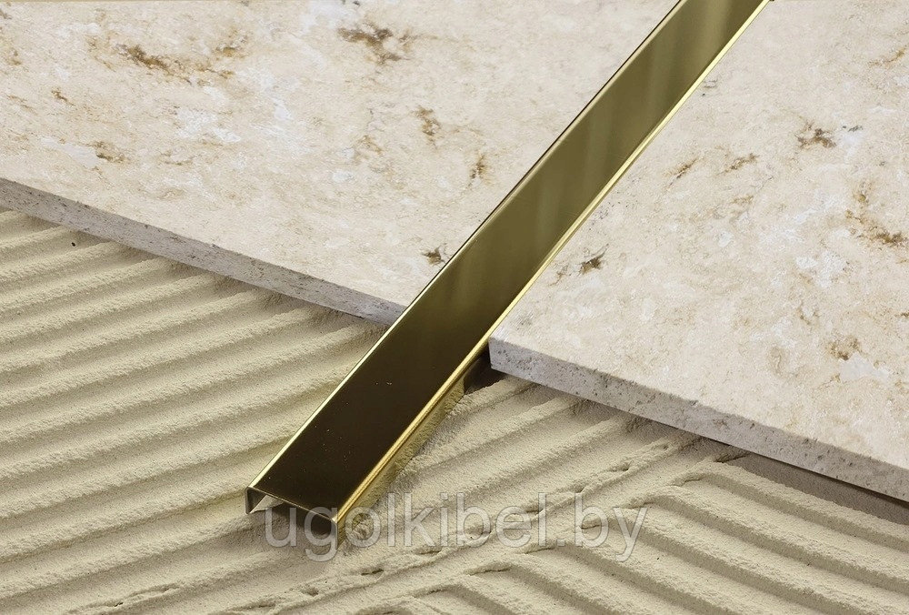 Фриз для плитки из нержавеющей стали 30 мм. цвет ЗОЛОТО ХРОМ (полированное), 270 см