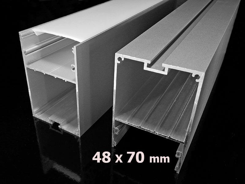 Алюминиевый профиль серебро подвесной 48x70 для LED светильников.