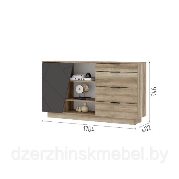 Комод Км 01 Даллас Дуб каньон/Графит