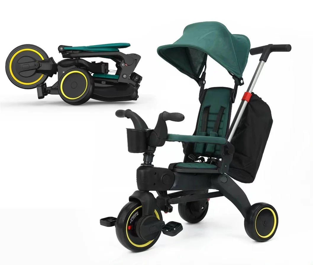 Детский трёхколёсный складной велосипед Trike IT 108920/ЗЕЛЕНЫЙ