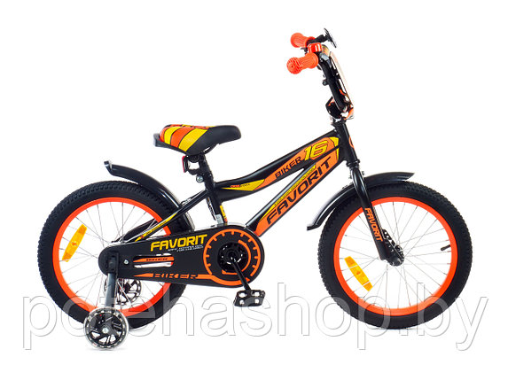Велосипед двухколесный BIKER, колеса 16" с приставными колесами арт. BIK-P16OR, фото 2
