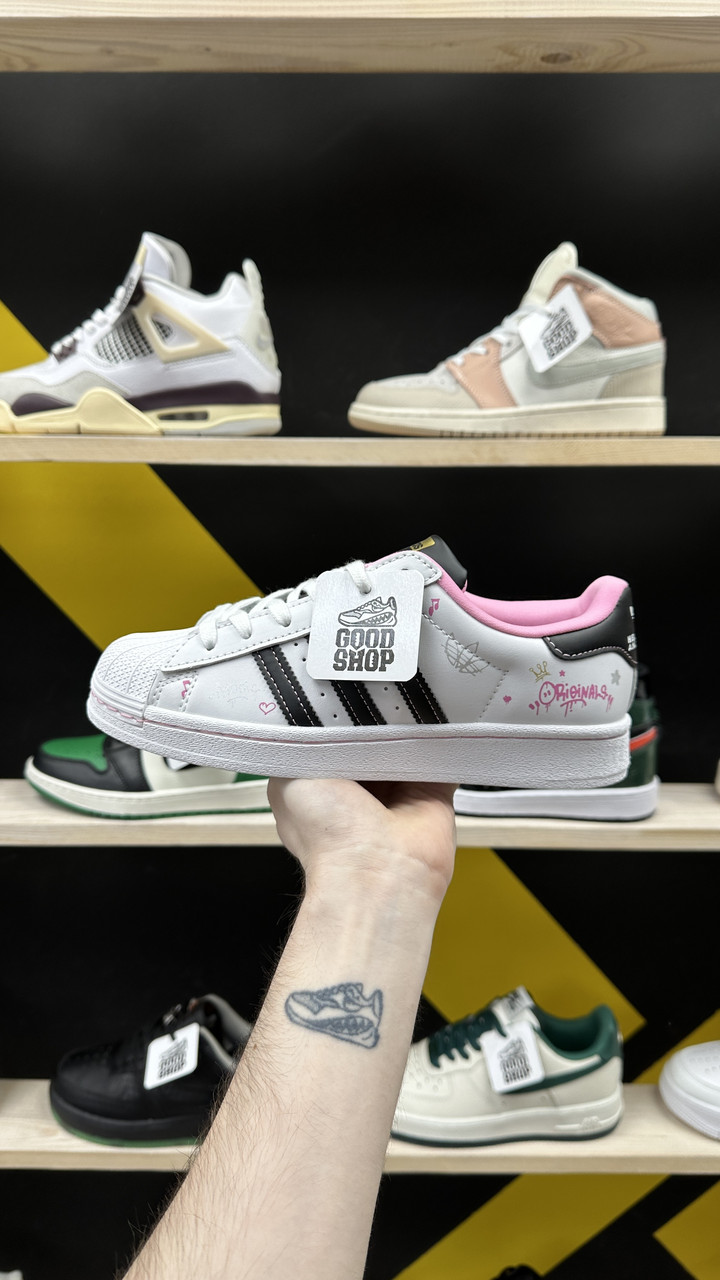 Кроссовки Adidas Superstar White Black Pink