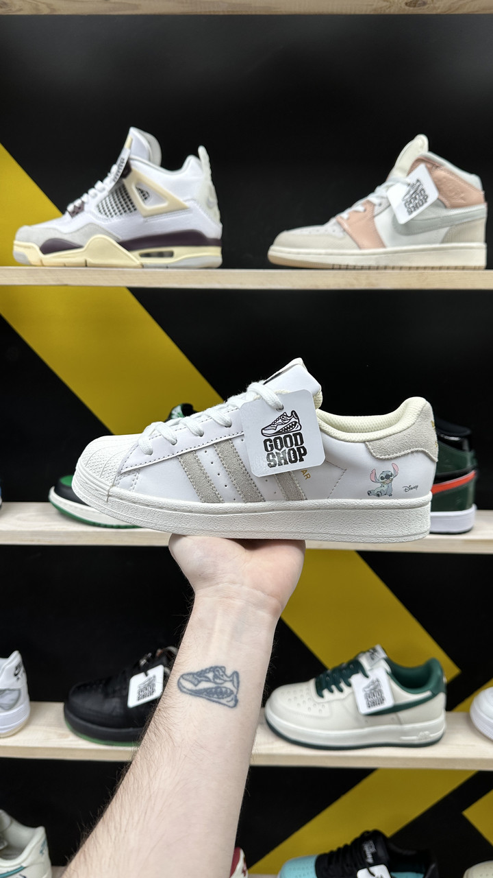 Кроссовки Adidas Superstar Beige Brown Stitch