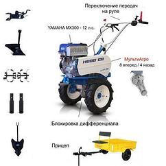 Мотоблок с Прицепом Нева МБ23-МультиАгро Yamaha (MX300) PRO с двигателем Yamaha 12 л.с. В комплекте: Фрезы,