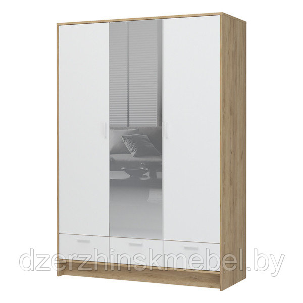 Шкаф 3-створчатый Ирис ШК-03 Дуб крафт золотой/Белый