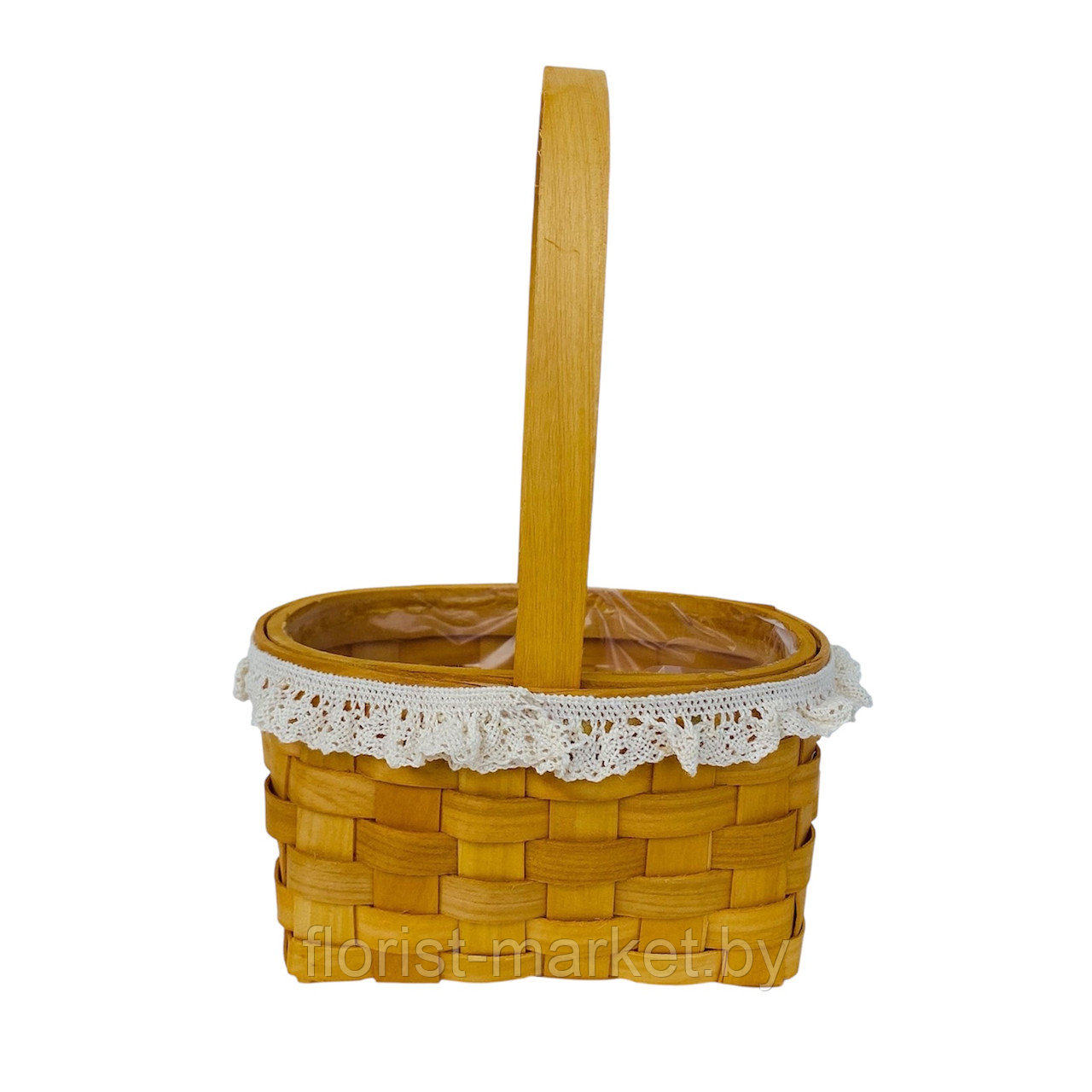 Корзина плетёная (секвойя), D16*11*H8/21,5 см, натуральный с окантовкой