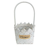 Корзина плетёная (секвойя), D13,5*10,5*H10,5/24,5 см, белый