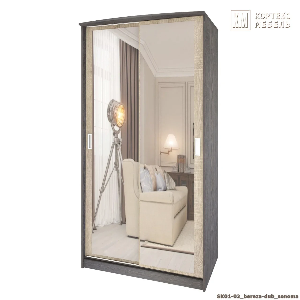 Шкаф-купе ШК 01-02 Лагуна Кортекс Мебель, береза/дуб сонома.