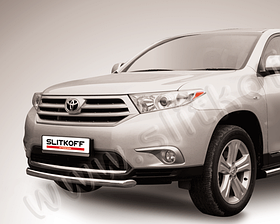 Защита переднего бампера d57 радиусная Toyota Highlander (2010-2013)