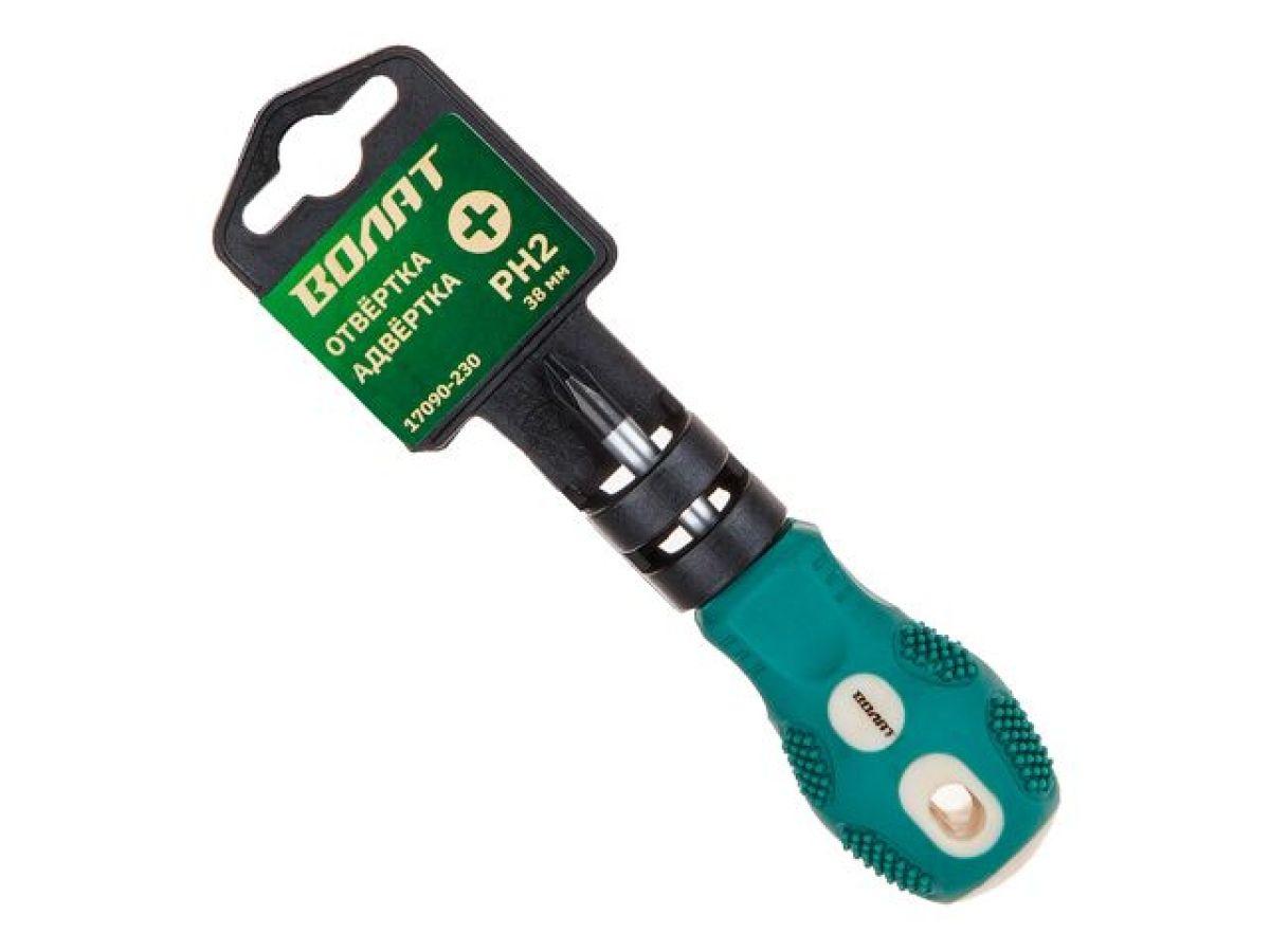 Отвертка "+" №2 38мм PH ВОЛАТ (крестовая Phillips, двухкомп. рукоятка Anti-Slip) 17090-230