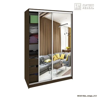 Шкаф-купе Сенатор ШК 10 (1,45 м.) Кортекс Мебель, цвет "венге" 2 зеркала, 650 мм.