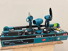 Высоторез садовый аккумуляторный Makita (штанга 2.2 м, цепная пила 15 см, секатор, воздуходувка, 2 АКБ 4 Ач), фото 2