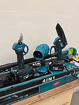 Высоторез садовый аккумуляторный Makita (штанга 2.2 м, цепная пила 15 см, секатор, воздуходувка, 2 АКБ 4 Ач), фото 3