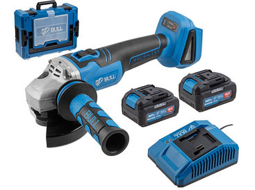 Аккумуляторная углошлифмашина BULL CSG 1812 R Xcase (2х4 А*ч)