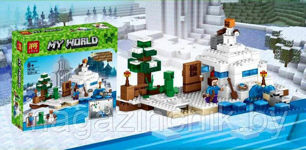 Конструктор Майнкрафт Minecraft Снежное укрытие 10391, 327 дет., 3 минифигурки, аналог Лего 21120 - фото 8 - id-p34853299