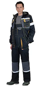 Костюм СИРИУС-РОДОС куртка, полукомбинезон, черный с темно-серым