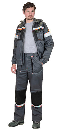 Костюм СИРИУС-РОДОС куртка, брюки, темно-серый с черным, фото 2